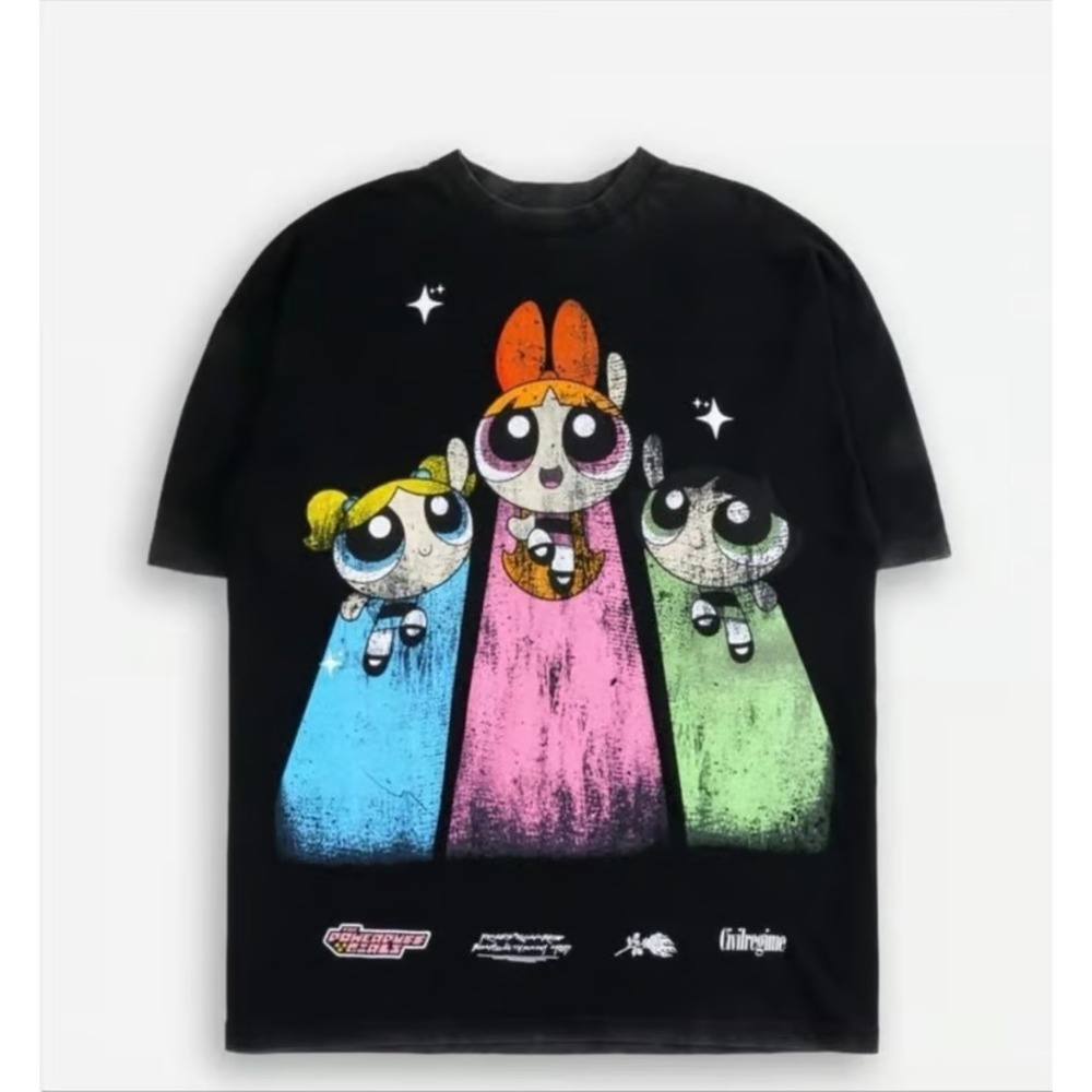 Civil Regime x Powerpuff Girls Run the World T-Shirt Vintage Wash Black 2XL NWT